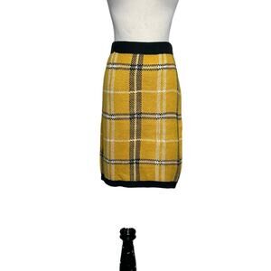 Almost Famous yellow plaid knit pull on mini skirt size XL